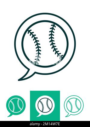 Palla da baseball segno icona set con bolla di parola. Illustrazione vettoriale simbolo sport. Concetto di comunicazione. Illustrazione Vettoriale