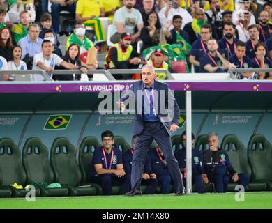 Al Rajjan, Qatar. 09th Dec, 2022. Calcio: Coppa del mondo, Croazia - Brasile, finale, quarto finale, Education City Stadium. Il coach del Brasile Tite gesti. Credit: Robert Michael/dpa/Alamy Live News Foto Stock