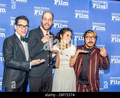 Santa Barbara, Stati Uniti. 09th Dec, 2022. L-R) Jonathan Wang, Daniel Scheiinert Michelle e Daniel Kwanand arrivano al 15th° anno Kirk Douglas Award for Excellence in Film del Santa Barbara International Film Festival per onorare l'attrice Michelle Yeoh al Ritz-Carlton Bacara, Santa Barbara, CA venerdì 9 dicembre 2022. (Foto di Rod Rolle/Sipa USA) Credit: Sipa USA/Alamy Live News Foto Stock