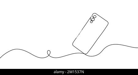 Disegno a linea continua dello smartphone. Illustrazione vettoriale Illustrazione Vettoriale
