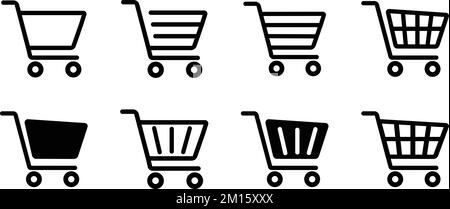 Impostare l'icona del carrello. Icona del carrello del negozio Web del gruppo. Collezione Internet shop acquistare logo simbolo segno. Carrello del prodotto Acquisto illustrazione vettoriale Illustrazione Vettoriale