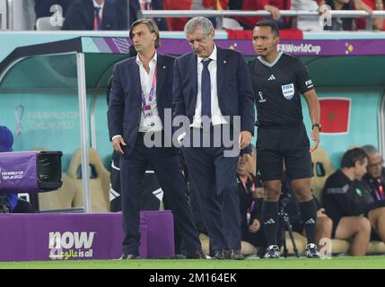 Doha, Qatar. 10th Dec, 2022. Primo : 10th dicembre 2022, Calcio, COPPA DEL MONDO FIFA 2022 QATAR, Coppa del mondo 2022 Qatar, Coppa del mondo 2022 Qatar, Quarterfinals, Marocco - Portogallo allenatore: Fernando Santos, Portogallo, deluso credito: dpa/Alamy Live News Foto Stock