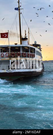 Nave da crociera bianca, trasporto passeggeri, simbolo di istanbul, 23 2019 marzo Kadikoy Istanbul Turchia Foto Stock