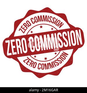 Zero commission grunge stampigliatura in gomma su sfondo bianco, illustrazione vettoriale Illustrazione Vettoriale
