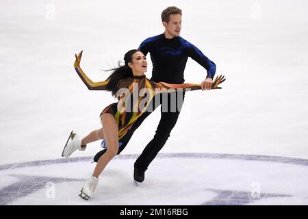 Torino, Italia. 10 dicembre 2022. Madison Chock, Evan Bates of USA si sfidano nella Ice Dance Free Dance durante il terzo giorno della finale di pattinaggio di figura dell'ISU Grand Prix. Credit: Nicolò campo/Alamy Live News Foto Stock