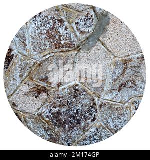 Robusto muro in pietra con taglio giallo e beige, ideale per sfondi, senza cuciture allineate Foto Stock