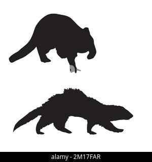 Ferret Art Silhouette Illustrazione Vettoriale