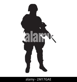 Vettore Illustrazione di pistola militare uomo Shooter Silhouette Illustrazione Vettoriale