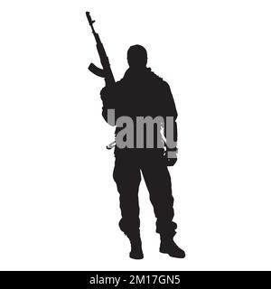 Vettore Illustrazione di pistola militare uomo Shooter Silhouette Illustrazione Vettoriale