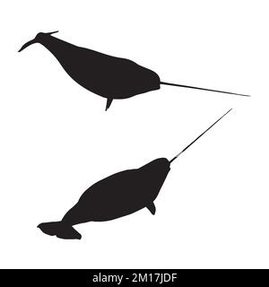 Illustrazione vettoriale di Silhouette Narwhal Illustrazione Vettoriale
