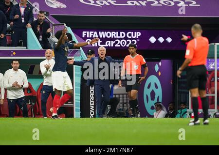 AL KHOR, QATAR - 10 DICEMBRE: Didier Deschamps, Manager di Francia reagisce durante la Coppa del mondo FIFA Qatar 2022 quarto finale match tra Inghilterra e Francia al Bayt Stadium, il 10 dicembre 2022 a al Khor, Qatar.(Foto di Florencia Tan Jun/Pximages) (Florencia Tan Jun/SPP) Credit: SPP Sport Press Photo. /Alamy Live News Foto Stock