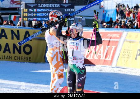 Sestriere Italia 10 dicembre 2022 Trionfo di Marta Bassino nello slalom gigante della Coppa del mondo di Sestriere. Foto Stock