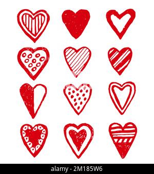 Illustrazione del vettore tracciato a mano con il cuore. Doodle Hearts for San Valentino, Mother Day, wedding card Illustrazione Vettoriale