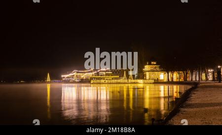 Christma Lights al porto di Klagenfurt (Woerthersee) Foto Stock