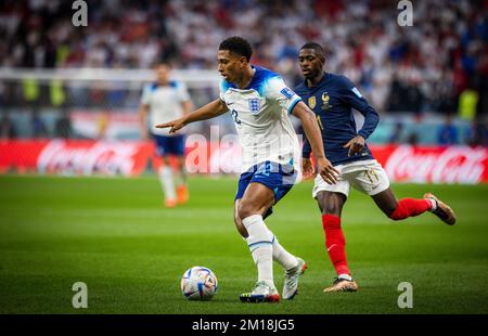 Doha, Qatar. 10th Dec, 2022. Jude Bellingham (Inghilterra), Ousmane Dembele (fra) Inghilterra - Francia Inghilterra - Frankreich Coppa del mondo 2022 in Qatar 10.12.202 Foto Stock