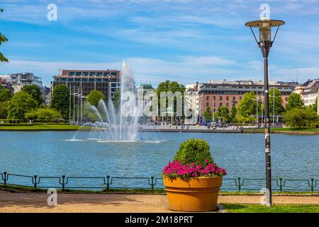 Vista sul parco Lungegardsvannet di Lille a Trondheim Foto Stock