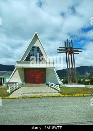 chiesa di Puerto Williams, Navarino Island, Tierra del Fuego, Antartico, Cile, Sud America, penisola antartica Foto Stock