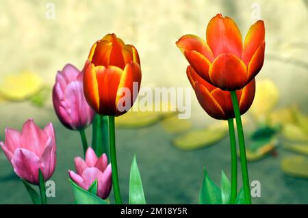 Tulipani di fioritura in primavera Foto Stock