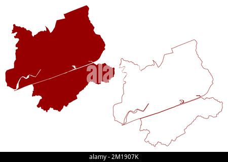 Area comune e autorità unitaria di Warrington (Regno Unito di Gran Bretagna e Irlanda del Nord, contea cerimoniale Cheshire, Inghilterra) mappa vecto Illustrazione Vettoriale