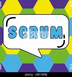 Testo che mostra lo scrum di ispirazione. Concetto che significa scrittura a mano come distinto dai caratteri scritti di stampa di gioco Foto Stock