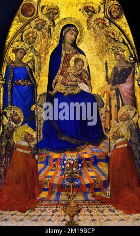 Piccola Maestà, piccola Maestà di Ambrogio Lorenzetti (1290–1348) Arte cristiana, Italia. Foto Stock