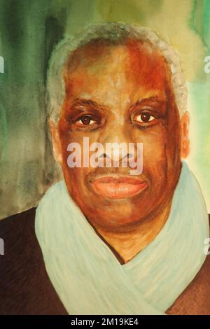 Ritratto dell'attore Don Warrington che ha giocato il ruolo di Philip Smith, un africano britannico di seconda generazione di Croydon, che si trova sulla sua affermazione di essere figlio di un capo tribale africano e che è un principe. Questo personaggio è stato molto amato nella sitcom inglese Rising umido Starring Leonard Rossiter come Rigsby e altri attori eccellenti come Frances de la Tour e Richard Beckinsale. Il titolo di questo ritratto è dove sei veramente da. Foto Stock