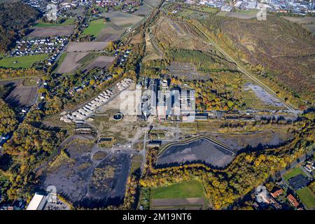 Vista aerea, CreativRevier Hamm presso l'ex collirio Ost Heinrich Robert con la torre di testa di martello nel quartiere Pelkum a Hamm, zona Ruhr, Nord Reno Foto Stock