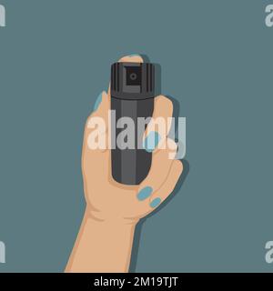 La mano femmina che tiene uno spray può vettoriare l'illustrazione piatta Illustrazione Vettoriale