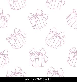 Confezione regalo rosa modello senza cuciture vettoriale Illustrazione Vettoriale