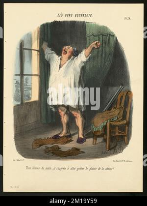 Trois heures du matin.... Honoré Daumier (1808-1879). Litografie Foto Stock