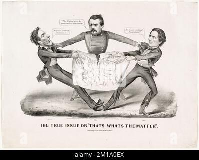 Il vero problema o "questo è ciò che è la questione". , Presidenti, generali, elezioni presidenziali, carte geografiche, Stati Uniti, Storia, Guerra civile, 1861-1865, Lincoln, George Brinton, 1809-1865, McClellan, 1826-1885, Davis, Jefferson, 1808-1889 Foto Stock