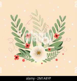 Alla moda estate senza cuciture giardino delicato fiore motivo su righe arancioni e bianche. Illustrazione a fogli. Grafica moderna. Fioritura floreale, per f Foto Stock
