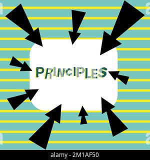 Principi di visualizzazione dei segnali. Concetto che significa verità fondamentale che serve come base per un sistema di credenza Foto Stock