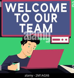 Scrittura visualizzazione testo Benvenuto nel nostro Team. Concetto del Internet che introduce un'altra persona ai vostri compagni di squadra Foto Stock