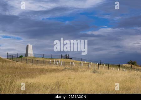 Last Stand Hill (Custer's Last Stand) al Little Bighorn Battlefield National Monument sulla Battlefield Tour Road a Crow Agency, Montana Foto Stock