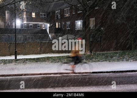 Haringey, Londra, Regno Unito. 11th Dec 2022. Il tempo in Gran Bretagna: La neve cade nel nord di Londra. Credit: Matthew Chattle/Alamy Live News Foto Stock