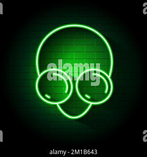 neon alieno volto personaggio cartone animato, illustrazione vettoriale Illustrazione Vettoriale