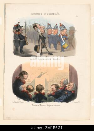 Vue de MR Dupin se rendant à l'assemblée... , Funzionari di gabinetto, politici, Dupin, M. André-Marie-Jean-Jacques, 1783-1865. Honoré Daumier (1808-1879). Litografie Foto Stock