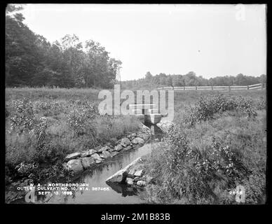 Wachusett Aqueduct, outlet, culvert No. 10, station 367+65, Northborough, Massa, 13 settembre 1899 , acquedotti, acquedotti, i colpevoli Foto Stock