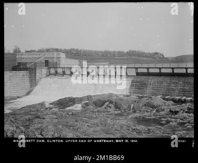 Wachusett Dam, Upper End of Waste Weir, Clinton, Mass., 18 maggio 1912 , acquedotto, dighe, versamenti Foto Stock