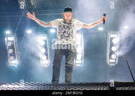 In Flames la cantante Anders Fridén si esibisce dal vivo a Oslo nel dicembre 2022 Foto Stock