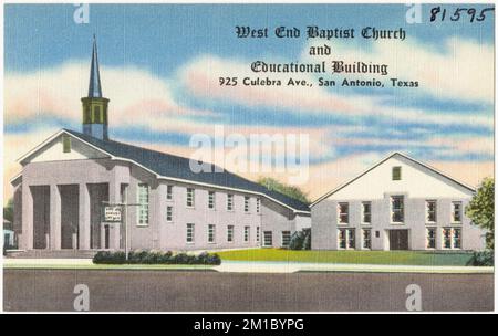 West End Baptist Church and Education Building, 925 Culebra Ave., San Antonio, Texas , Chiese, Tichnor Brothers Collection, cartoline degli Stati Uniti Foto Stock