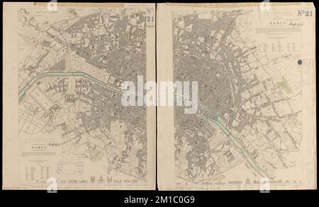 Divisione occidentale di Parigi, contenente i quartier; divisione orientale di Parigi, contenente i quartier , Parigi Francia, Mappe Norman B. Leventhal Map Center Collection Foto Stock