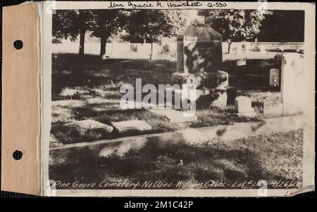 William Gibbs, Pine Grove Cemetery, lotto 110, North Dana, Mass., 26 settembre 1928 : Sig.ra Gracie G. Hanchett, Q-530 , acquedotto, serbatoi strutture di distribuzione dell'acqua, immobiliare, cimiteri Foto Stock