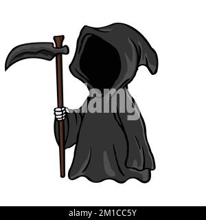 Illustrazione grim reaper cartoni animati vettore per prodotti adesivi e abbigliamento linea brand.EPS 10 Illustrazione Vettoriale