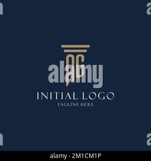 Logo AG iniziale monogramma per ufficio legale, avvocato, avvocato con idee di design stile colonna Illustrazione Vettoriale