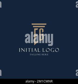 EG monogramma iniziale logo per ufficio legale, avvocato, avvocato con idee di design stile colonna Illustrazione Vettoriale