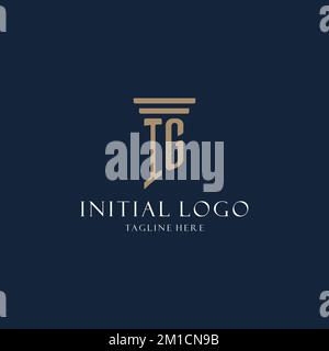 IG monogramma iniziale logo per ufficio legale, avvocato, avvocato con idee di design stile pilastro Illustrazione Vettoriale