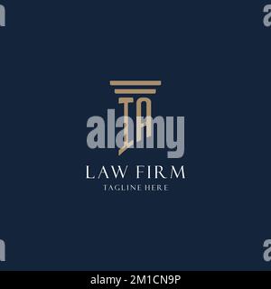 IA monogramma iniziale logo per ufficio legale, avvocato, avvocato con idee di design stile pilastro Illustrazione Vettoriale