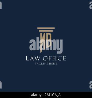 MB monogramma iniziale logo per ufficio legale, avvocato, avvocato con idee di design stile pilastro Illustrazione Vettoriale